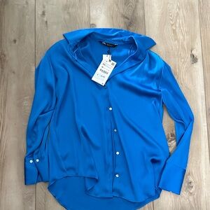 Zara Vibrant Blue Button Down Shirt